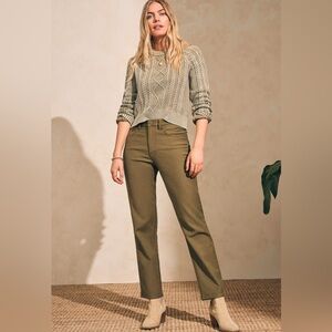Faherty Women's Straight Leg Jeans in Military Olive - Size 29